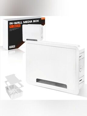White In-Wall Media Box 9" – Cable Management Access Panel